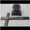 Image 9 : A 19th Century Wood And Silver Plated Altar Crucifix