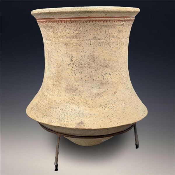 Antique Thai Ban Chiang Pottery Vessel With Stand