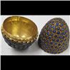 Image 5 : Lot Of 10 Gilt Metal Egg Box Trinkets Inlaid With Semiprecious Stone