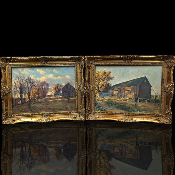 William Bryant ( American, 1902-1997) Oil On Board Landscape Paintings Signed