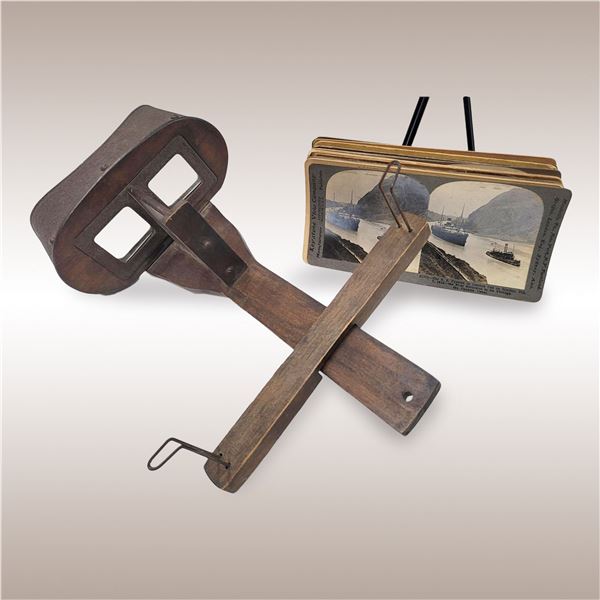 Antique 19th Or 20th C Stereoscope Picture Viewer With Cards