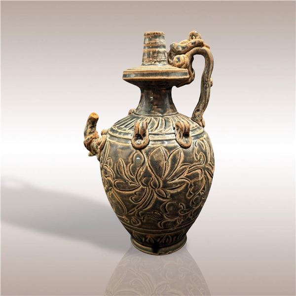 Chinese Gray Glaze Flower Kendi