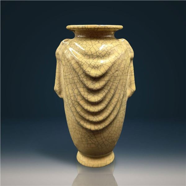 Chinese Song Style Ge Kiln Yellow Crackle Glazed Vase