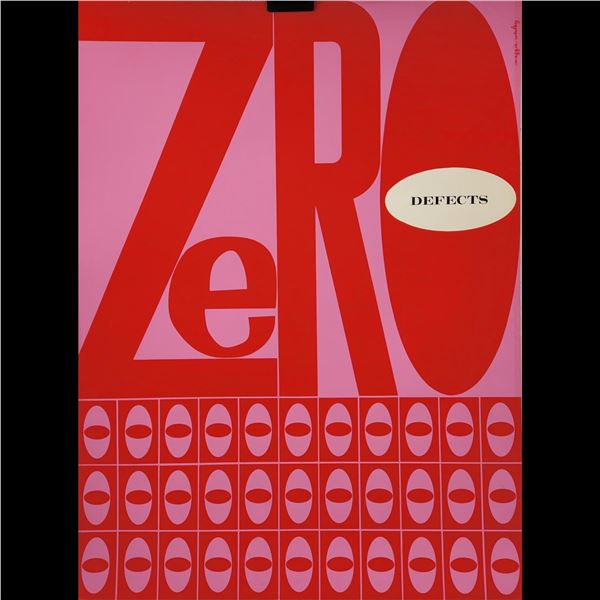 Nasa Lockheed Artist Maggie Wesley Vintage Screen Print, "Zero Defects" 1950-1960s