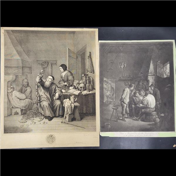 David Teniers The Younger (Flemish, 1610-1690) Pair Of Antique 17th C. Etchings