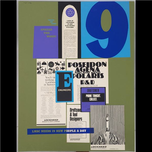 Nasa Lockheed Artist Maggie Wesley Vintage Screen Print, "Spread The Word" 1950-1960s