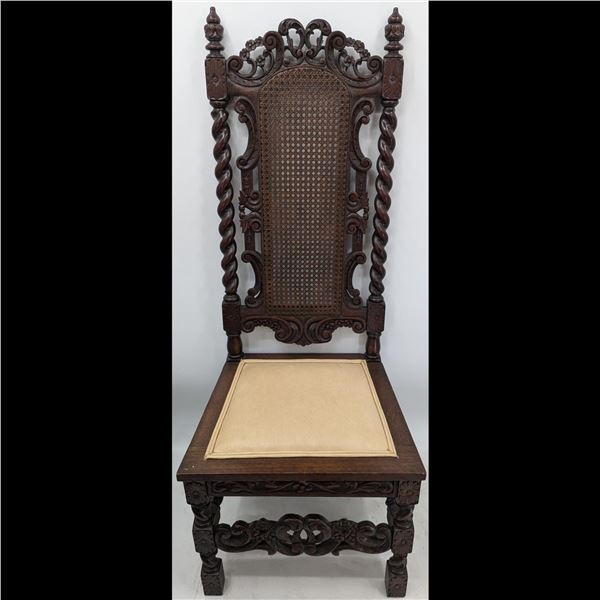 A Very Fine 19th Century Carved Walnut Or Beech Chair With Barley Twist