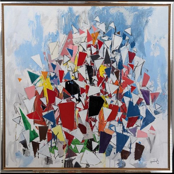 Signed Robert Goodnough (American, 1917-2010) Abstract O/C "Self Portrait L-G", 1994