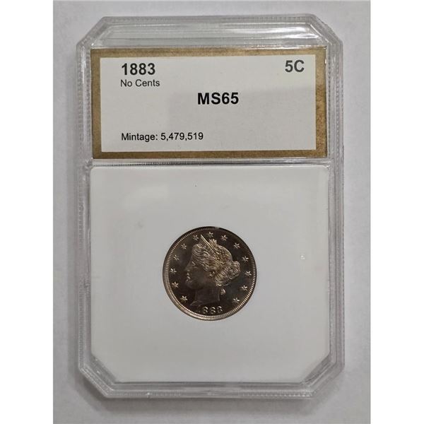 Graded 1883 Liberty Head V Nickel MS65 No Cent U.S 5 Cent