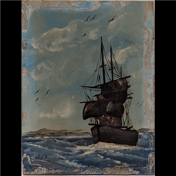 Signed Oil On Board Seascape Painting, Seems Old