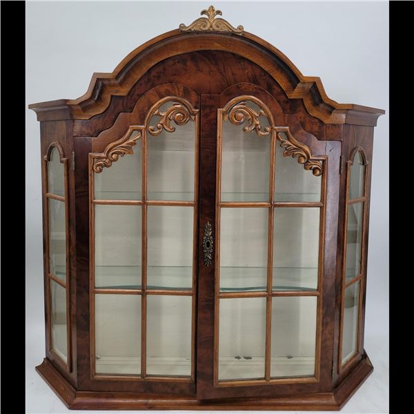 Antique Wall Cabinet With Glass Shelves