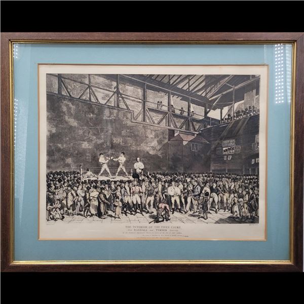 Charles Turner Engraving "The Interior of the Fives Court, with Randall, and Turner Sparring", 1821