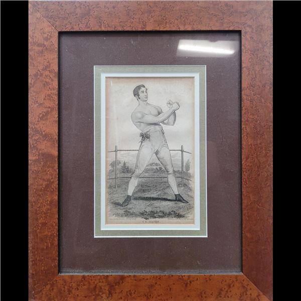 19th Century Engraving Boxer Cy Davis By Percy Roberts