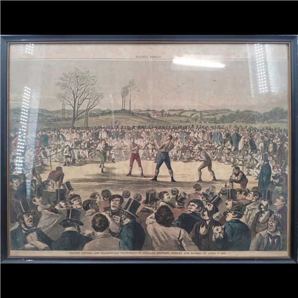 Framed 1860 Heenan Vs. Sayers Engraving