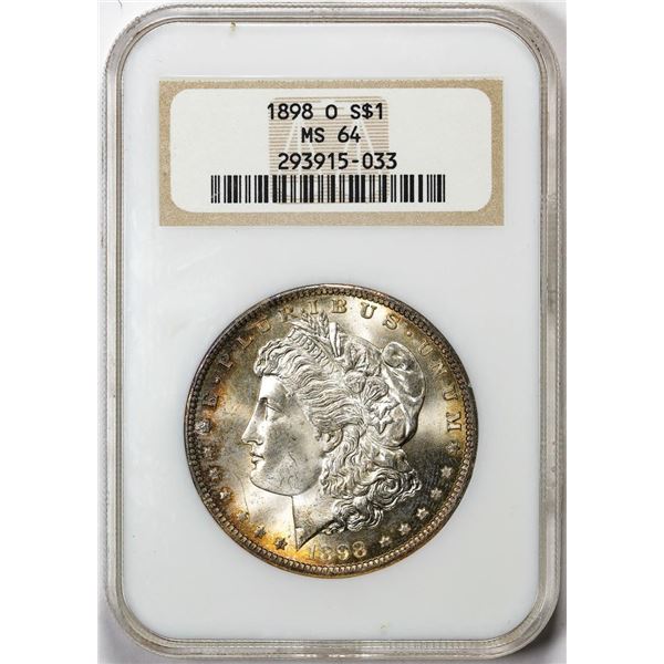 1898-O $1 Morgan Silver Dollar Coin NGC MS64 Nice Toning Old Fatty Holder