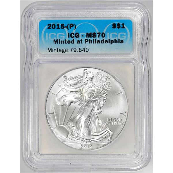 2015-(P) $1 American Silver Dollar Coin ICG MS70 Philadelphia