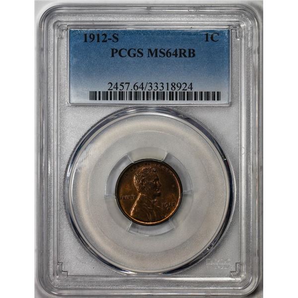 1912-S Lincoln Wheat Cent Coin PCGS MS64RB