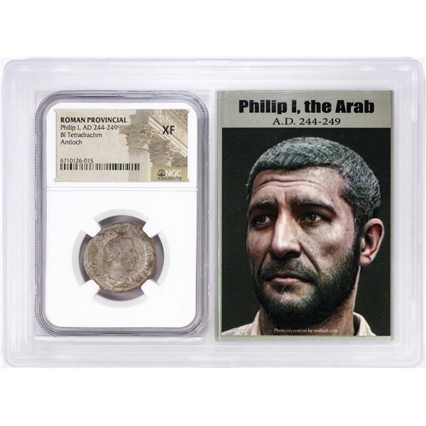 Roman Provincial 244-249 AD Philip I Bi Tetradrachm Ancient Coin NGC XF Story Box