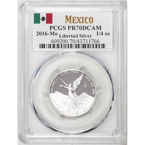 2016-Mo Mexico Proof 1/4 oz Silver Libertad Coin PCGS PR70DCAM