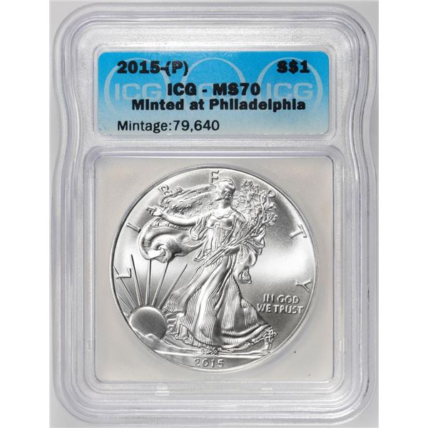 2015-(P) $1 American Silver Dollar Coin ICG MS70 Philadelphia