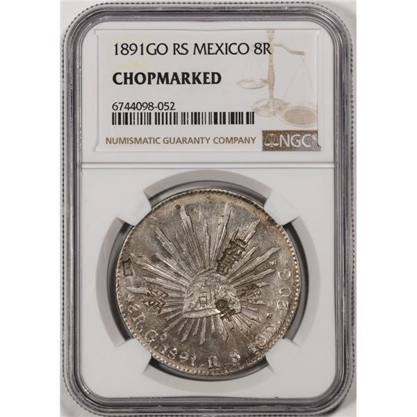 1891GO RS Mexico 8 Reales Silver Coin NGC Chopmarked