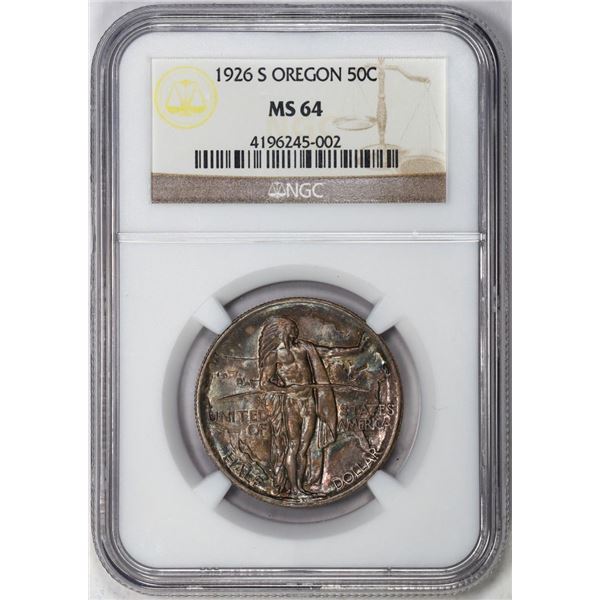 1926-S Oregon Trail Memorial Commemorative Half Dollar Coin NGC MS64 Amazing Color