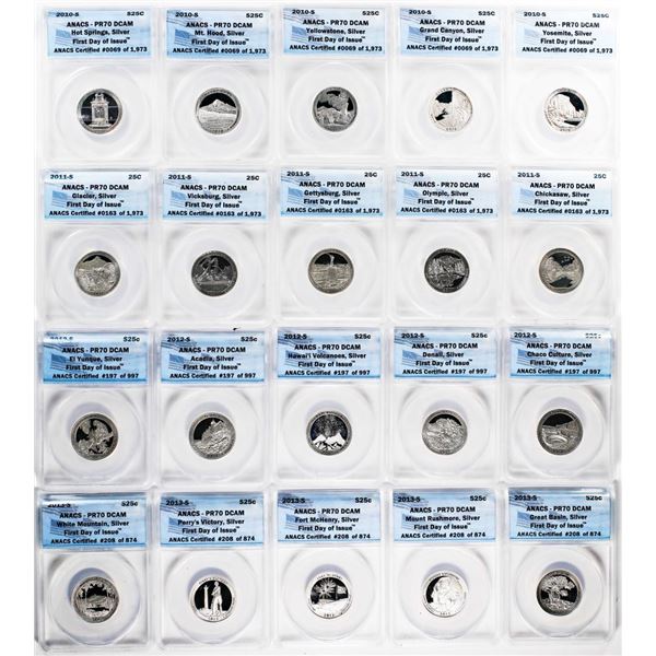 2010-S to 2013-S Proof National Park ATB Quarter Coin Sets ANACS PR70DCAM FDOI