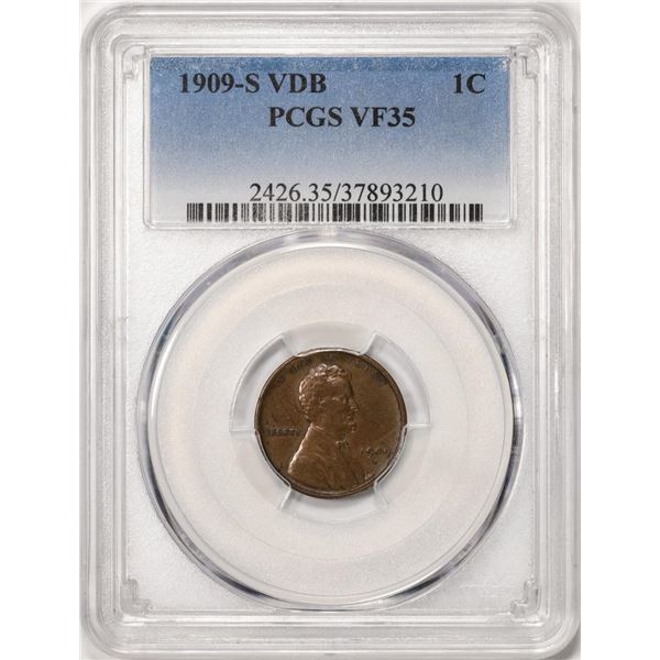 1909-S VDB Lincoln Wheat Cent Coin PCGS VF35