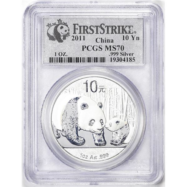 2011 China 10 Yuan Silver Panda Coin PCGS MS70 First Strike