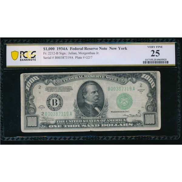 1934A $1000 New York FRN PCGS 25