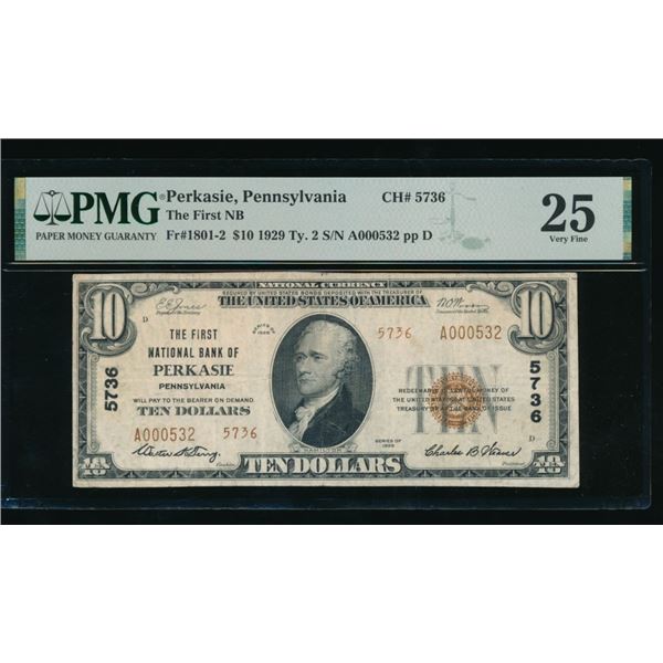 1929 $10 Perkasie PA National PMG 25