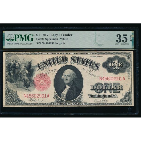 1917 $1 Legal Tender Note PMG 35EPQ