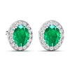 Image 3 : 14KT White Gold 2ctw Zambian Emerald and Diamond Earrings