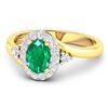 Image 2 : 14KT Yellow Gold 0.56ctw Zambian Emerald and Diamond Ring