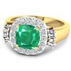 Image 2 : 14KT Yellow Gold 2.07ct Zambian Emerald and Diamond Ring