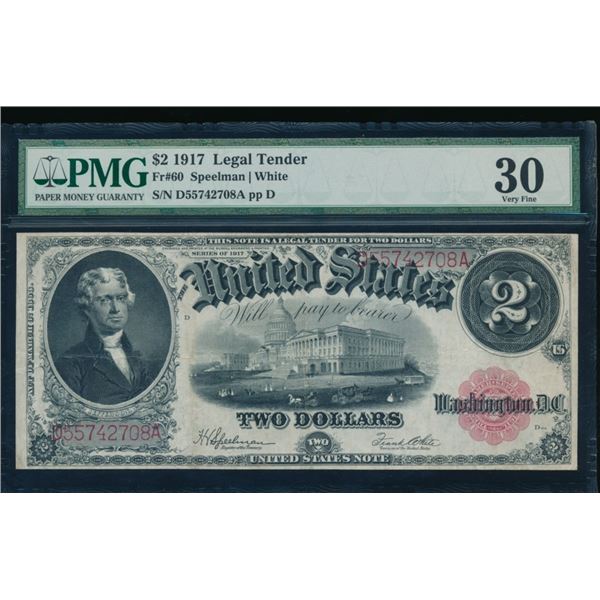 1917 $2 Legal Tender Note PMG 30