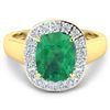 Image 3 : 14KT Yellow Gold 2.5ct Zambian Emerald and Diamond Ring