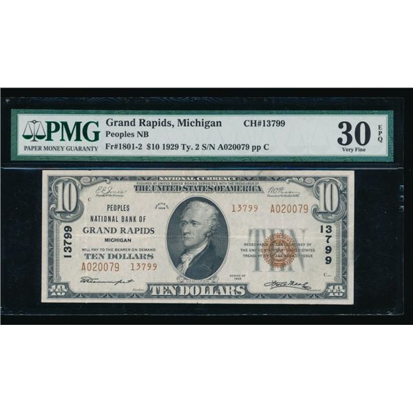 1929 $10 Grand Rapids MI National PMG 30EPQ