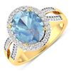 Image 1 : 14KT Yellow Gold 2.9ctw Aquamarine and Diamond Ring