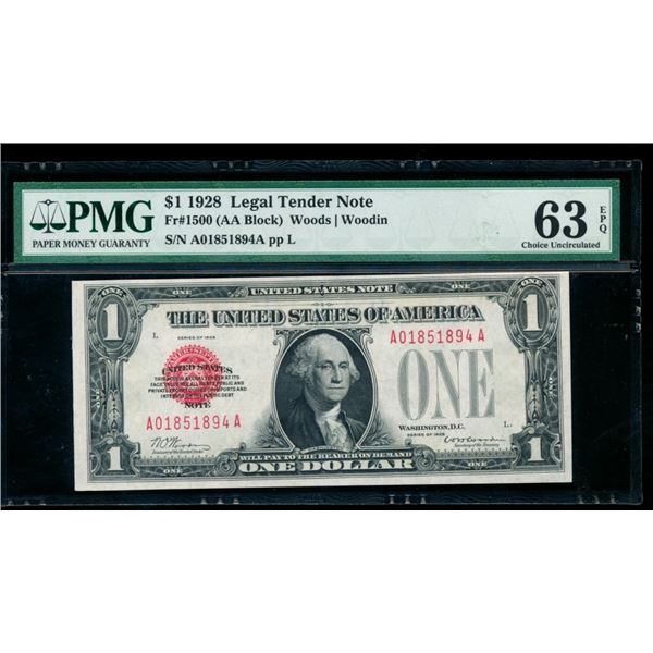 1928 $1 Legal Tender Note PMG 63EPQ