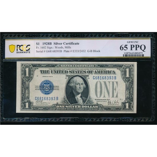 1928B $1 Silver Certificate PCGS 65PPQ