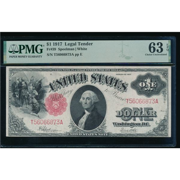 1917 $1 Legal Tender Note PMG 63EPQ