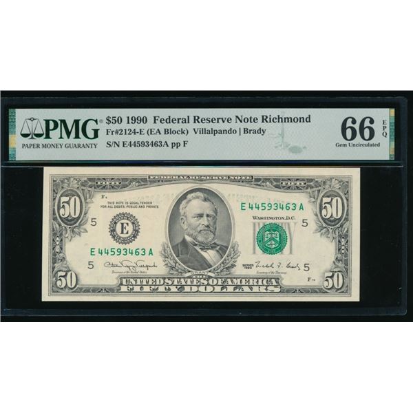 1990 $50 Richmond FRN PMG 66EPQ