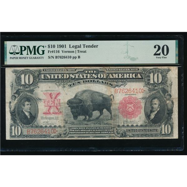1901 $10 Bison Legal Tender Note PMG 20