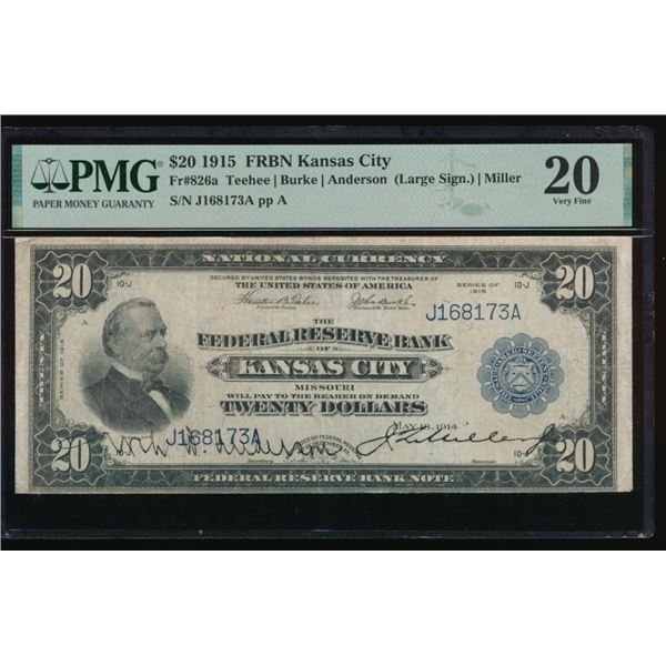 1915 $20 Kansas City FRBN PMG 20