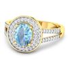 Image 2 : 14KT Yellow Gold 0.96ctw Aquamarine and Diamond Ring