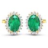 Image 3 : 14KT Yellow Gold 2.00ctw Emerald and Diamond Earrings