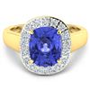 Image 2 : 14KT Yellow Gold 2.9ct Tanzanite and Diamond Ring