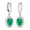 Image 2 : 14KT White Gold 2ctw Zambian Emerald and Diamond Earrings