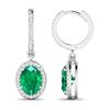 Image 4 : 14KT White Gold 2ctw Zambian Emerald and Diamond Earrings